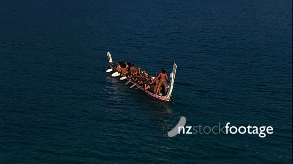 Maori Waka at Sea 3 Aerial 4298